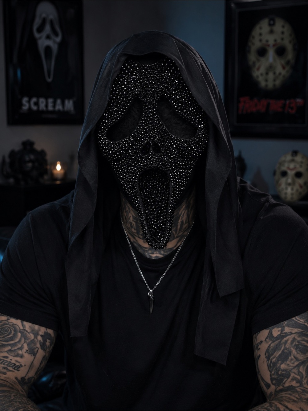 Custom Horror Scream Sparkly Ghost Face Mask Adults One Size New - Picture 8 of 9